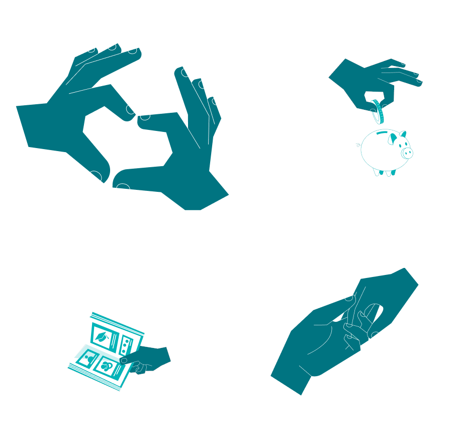 Ilustracja symbolizująca główne komponenty Generations and Gender Programme: relacje międzypokoleniowe, przemiany rodzin, społeczno-ekonomiczne role oraz wartości